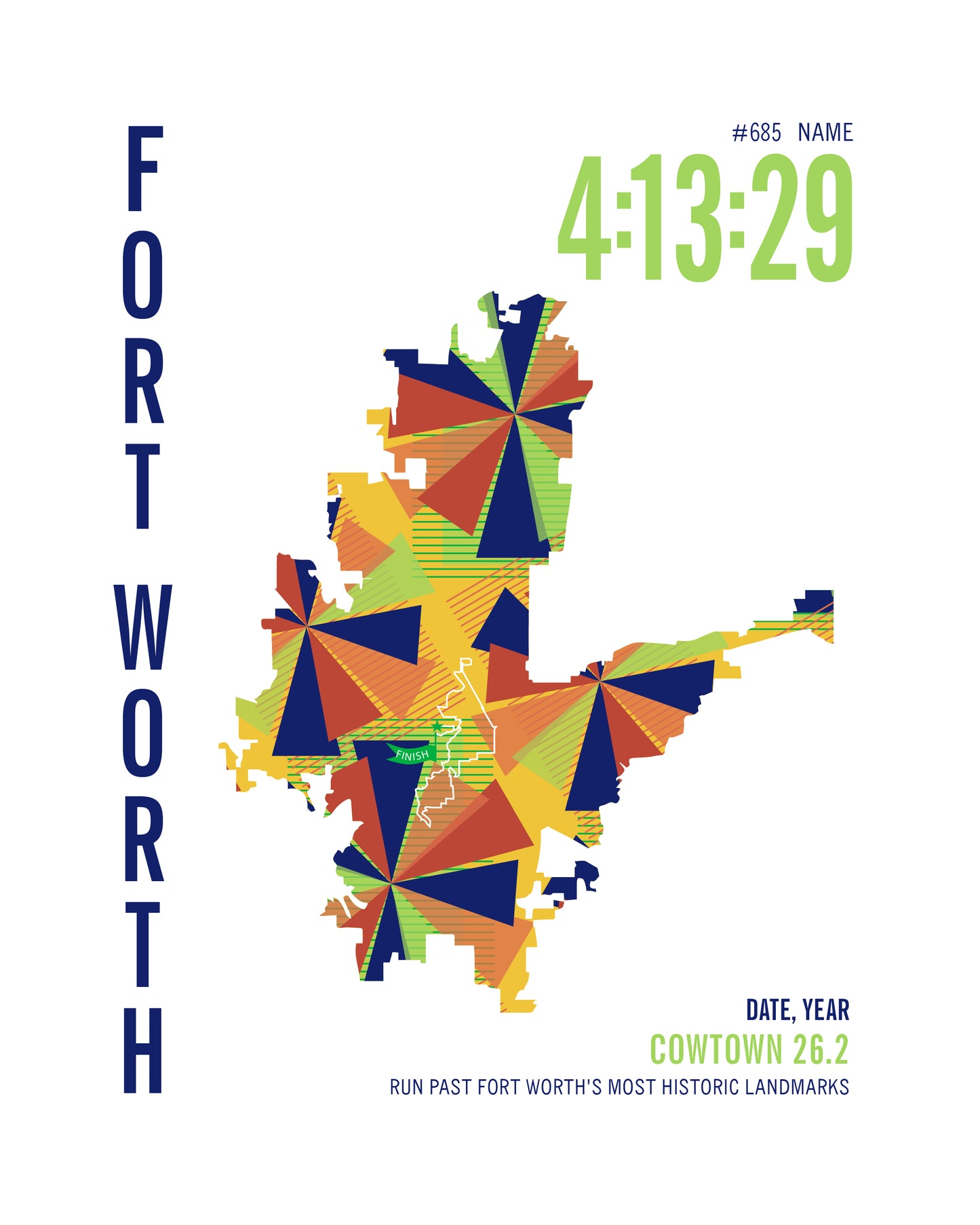 Cowtown City Race Map Marathon Poster