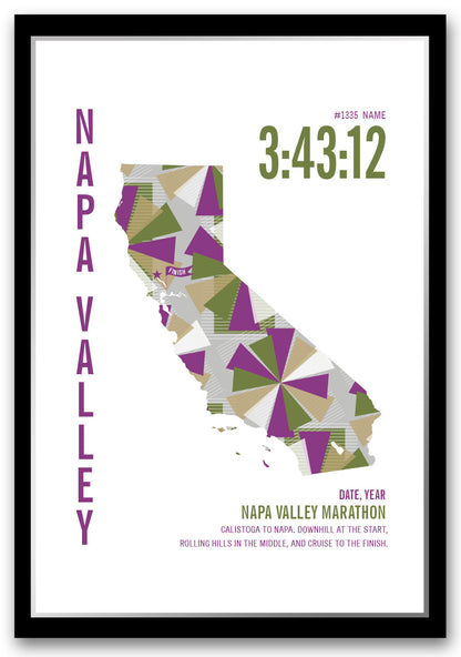 Napa Valley City Race Map Marathon Poster