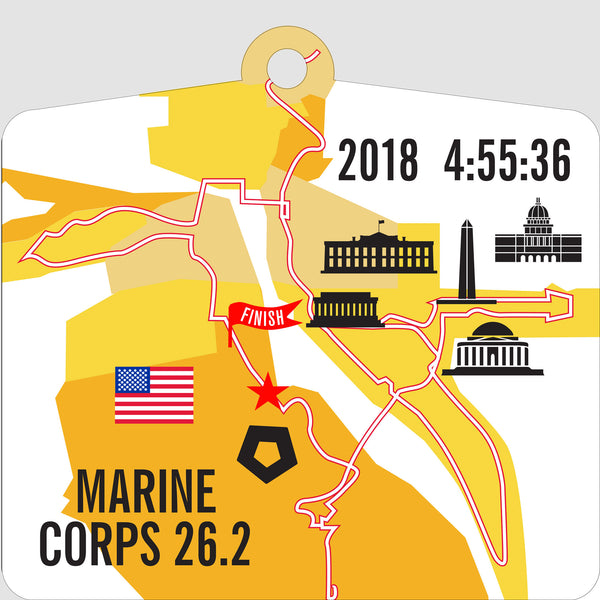 Personalized Marine Corps 26.2 Course Map Ornament