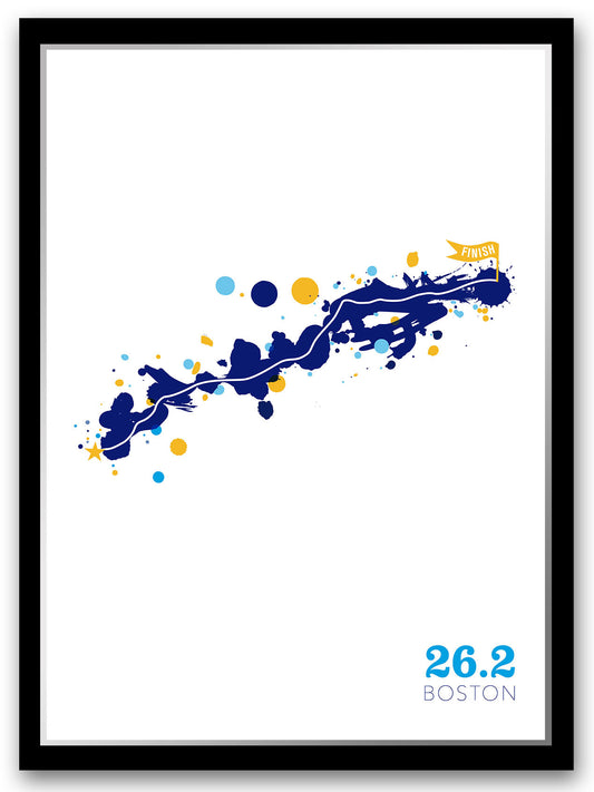 Boston 26.2 course map poster - Run Ink