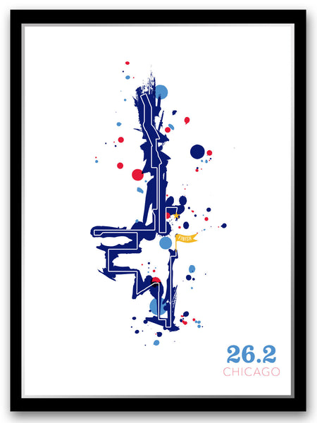 Chicago 26.2 course map poster - Run Ink