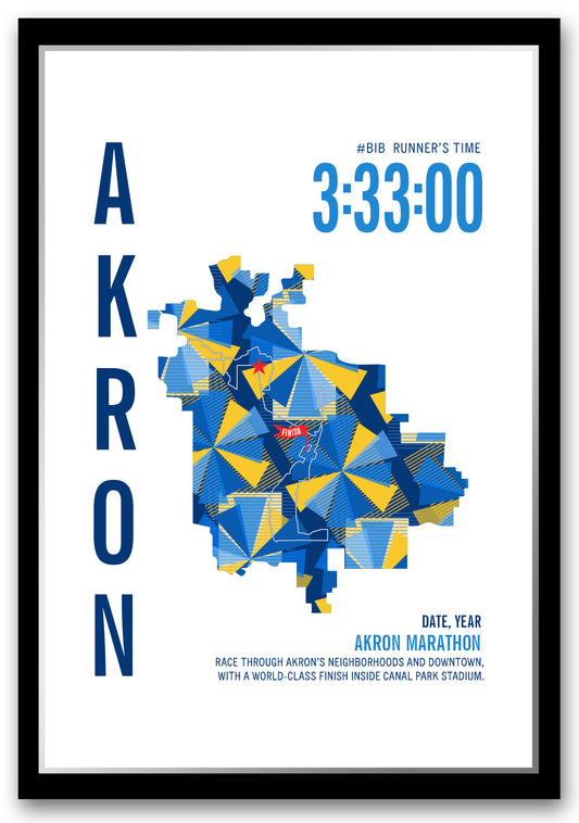Akron City Race Map Marathon Poster