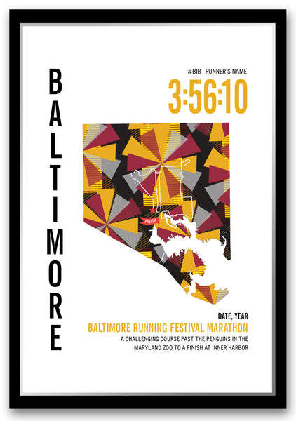 Baltimore Running Festival Marathoner Map - Run Ink