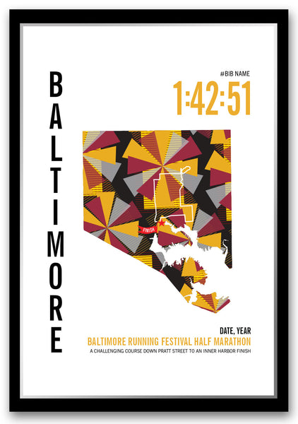 Baltimore Running Festival Half Marathoner Map - Run Ink