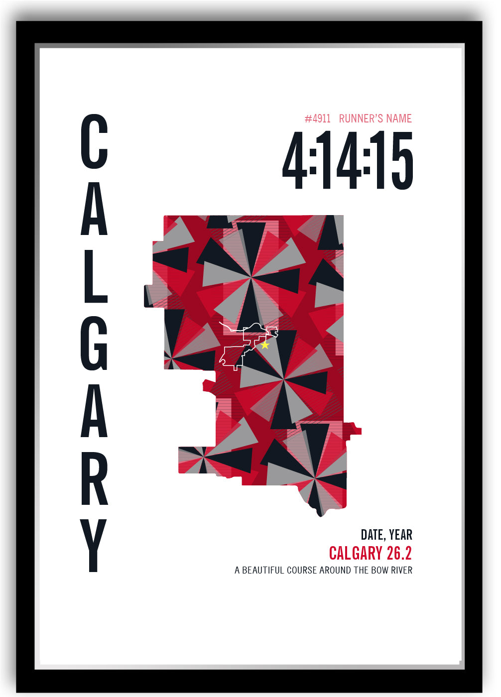 Calgary 26.2 City Race Map Marathon Poster