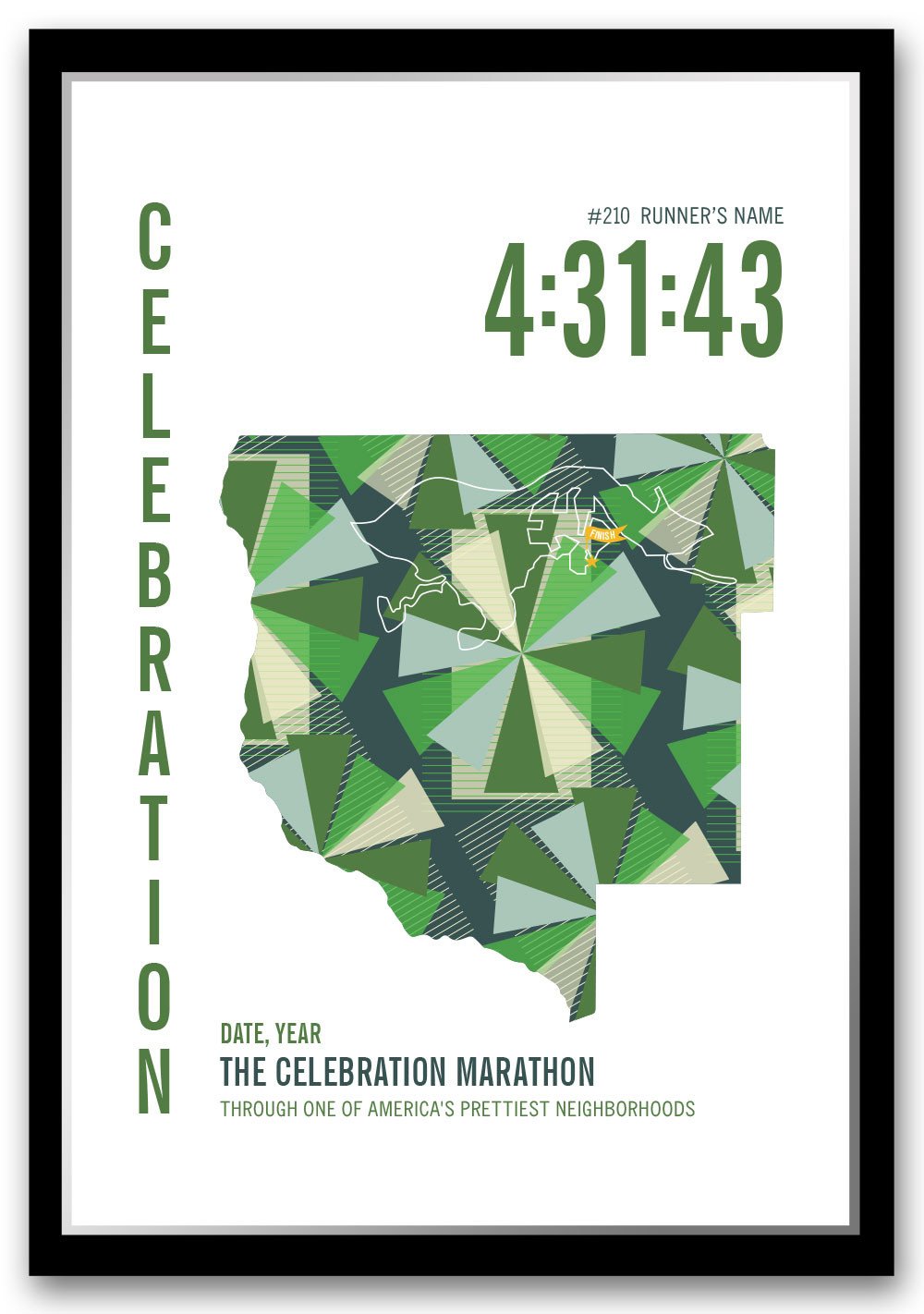 Celebration Marathoner Map - Personalized Course Map – Run Ink