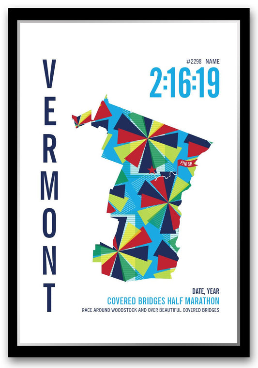 Covered Bridges Half Marathon Marathoner Map - Run Ink