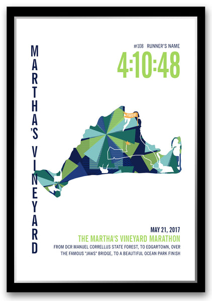 Martha's Vineyard Marathoner Map - Run Ink