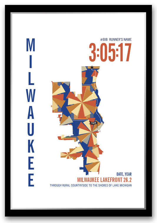Milwaukee Lakefront 26.2 City Race Map Marathon Poster
