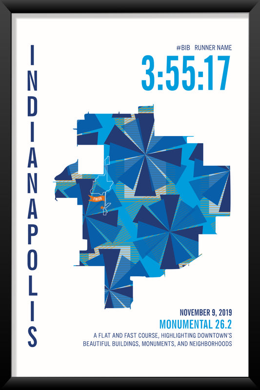 Indianapolis Monumental 26.2 City Race Map Marathon Poster