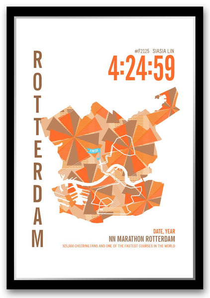 NN Rotterdam Marathoner Map - Run Ink