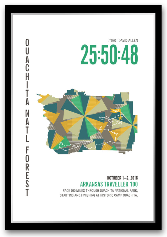 Arkansas Traveler 100 Marathoner Map - Run Ink