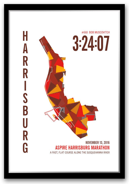 Aspire Harrisburg Marathoner Map - Run Ink