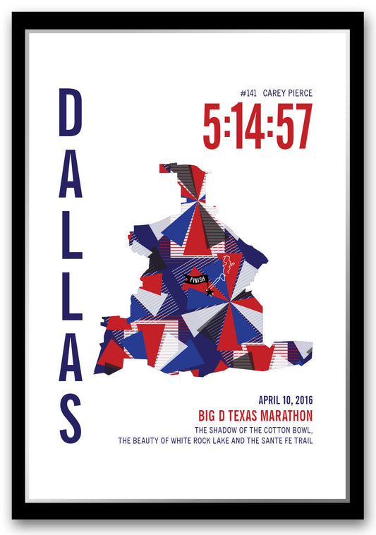 Big D Marathoner Map - Run Ink