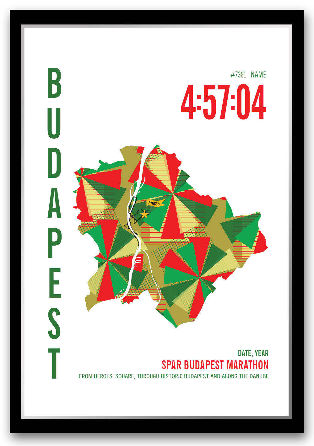 Budapest Marathoner Map - Run Ink