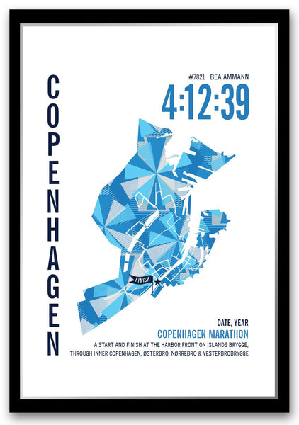 Copenhagen Marathoner Map - Run Ink