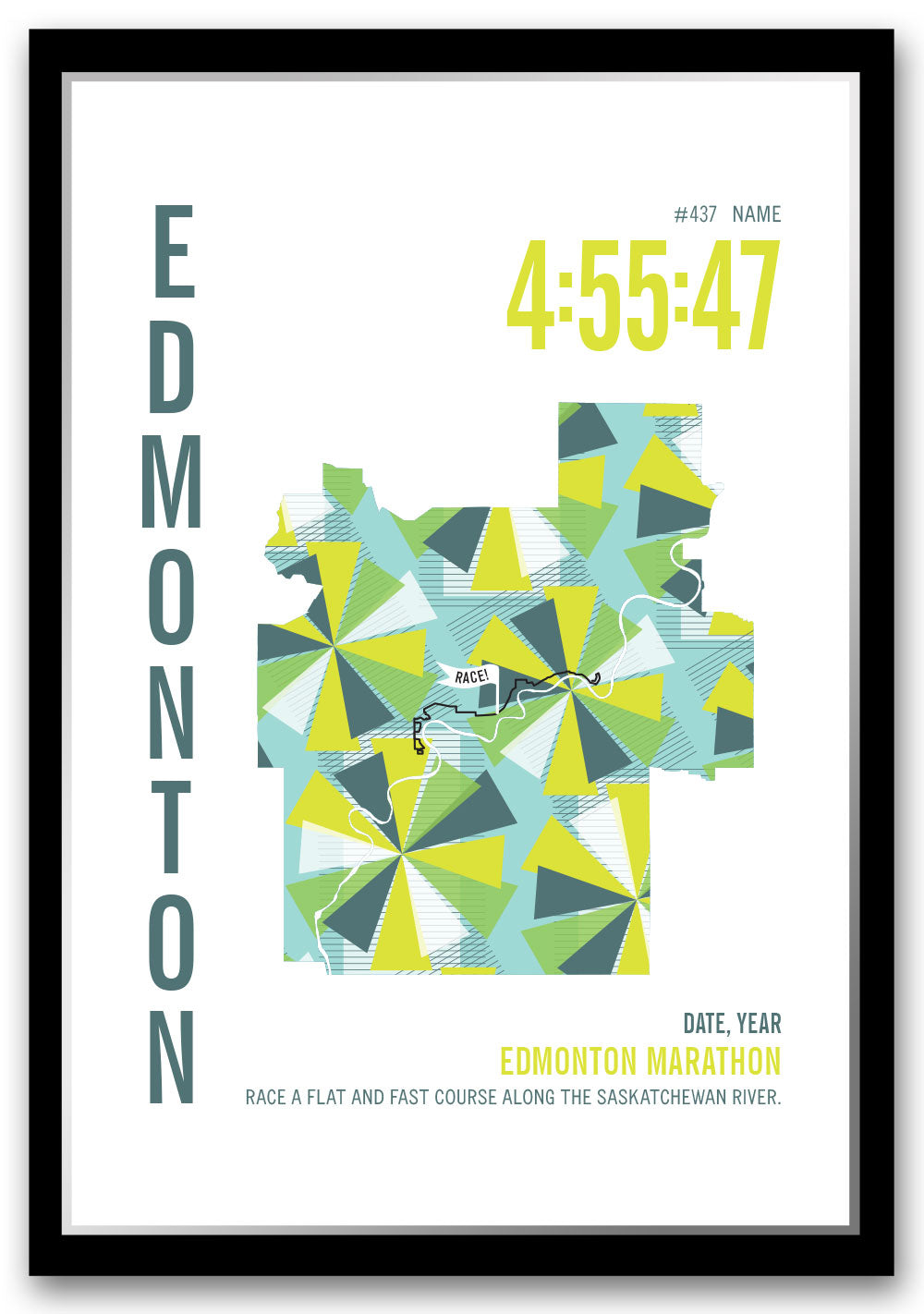 Edmonton Marathoner Map - Run Ink