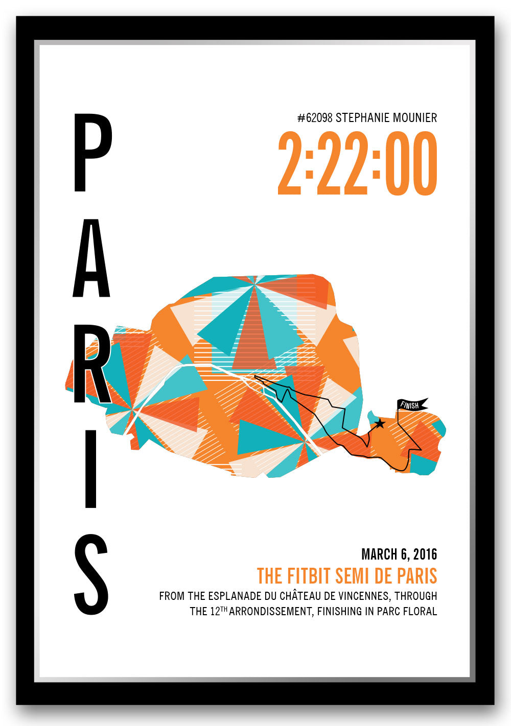 Fitbit Semi de Paris Marathoner Map - Run Ink