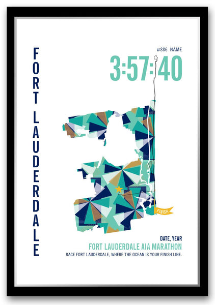 Fort Lauderdale A1A Marathoner Map - Run Ink