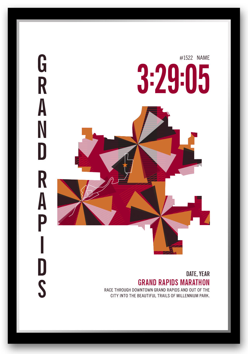 Grand Rapids Marathoner Map - Run Ink