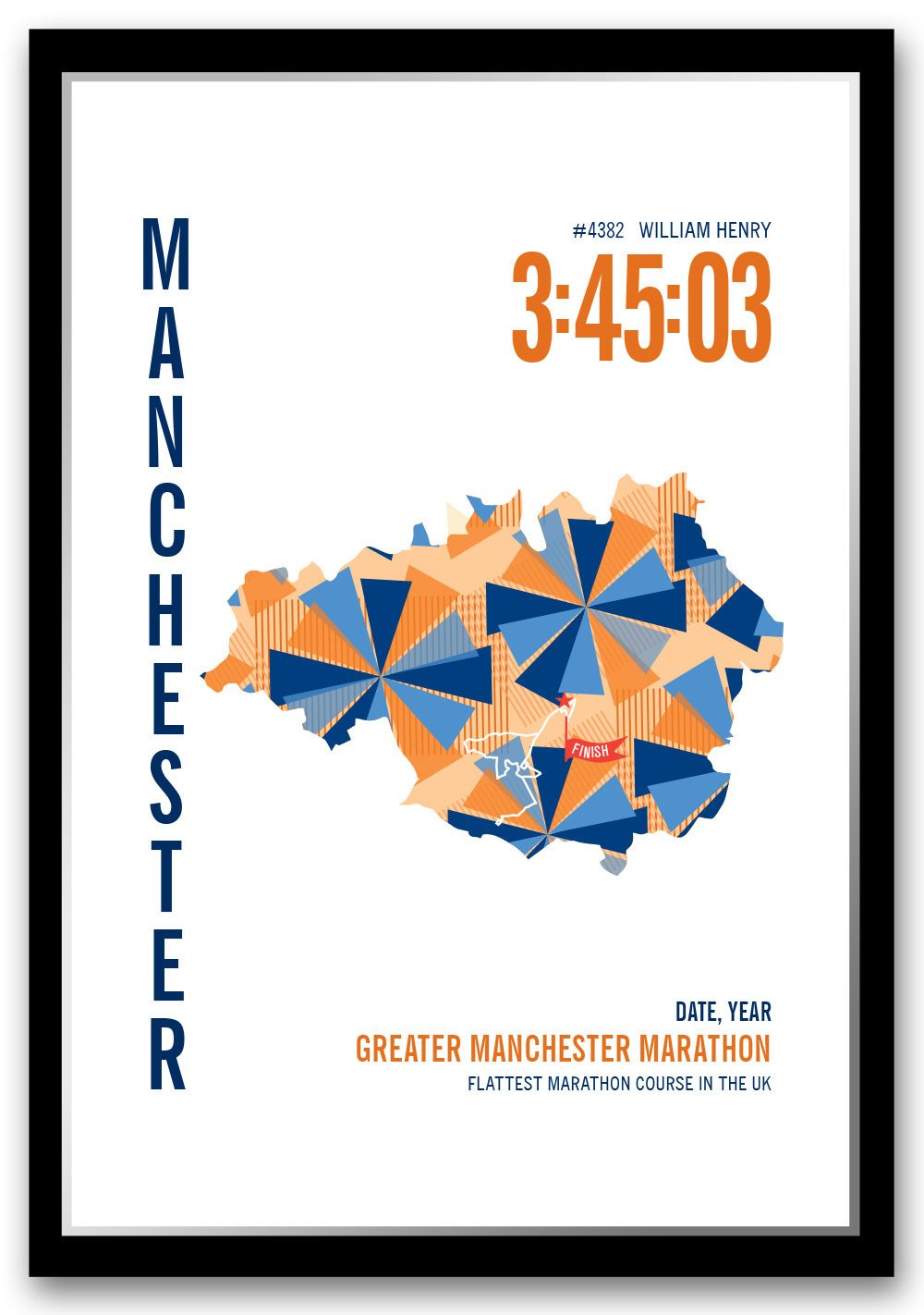 Greater Manchester Marathoner Map - Run Ink