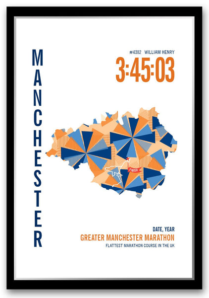 Greater Manchester Marathoner Map - Run Ink
