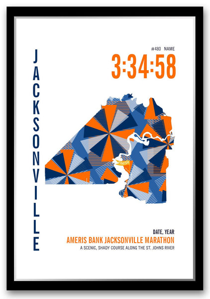 Jacksonville Marathoner Map - Run Ink