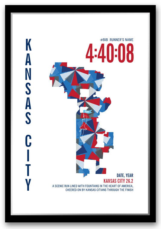 Kansas City City Race Map Marathon Poster