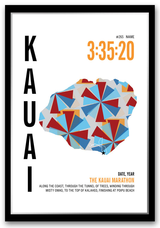 Kauai Marathoner Map - Run Ink