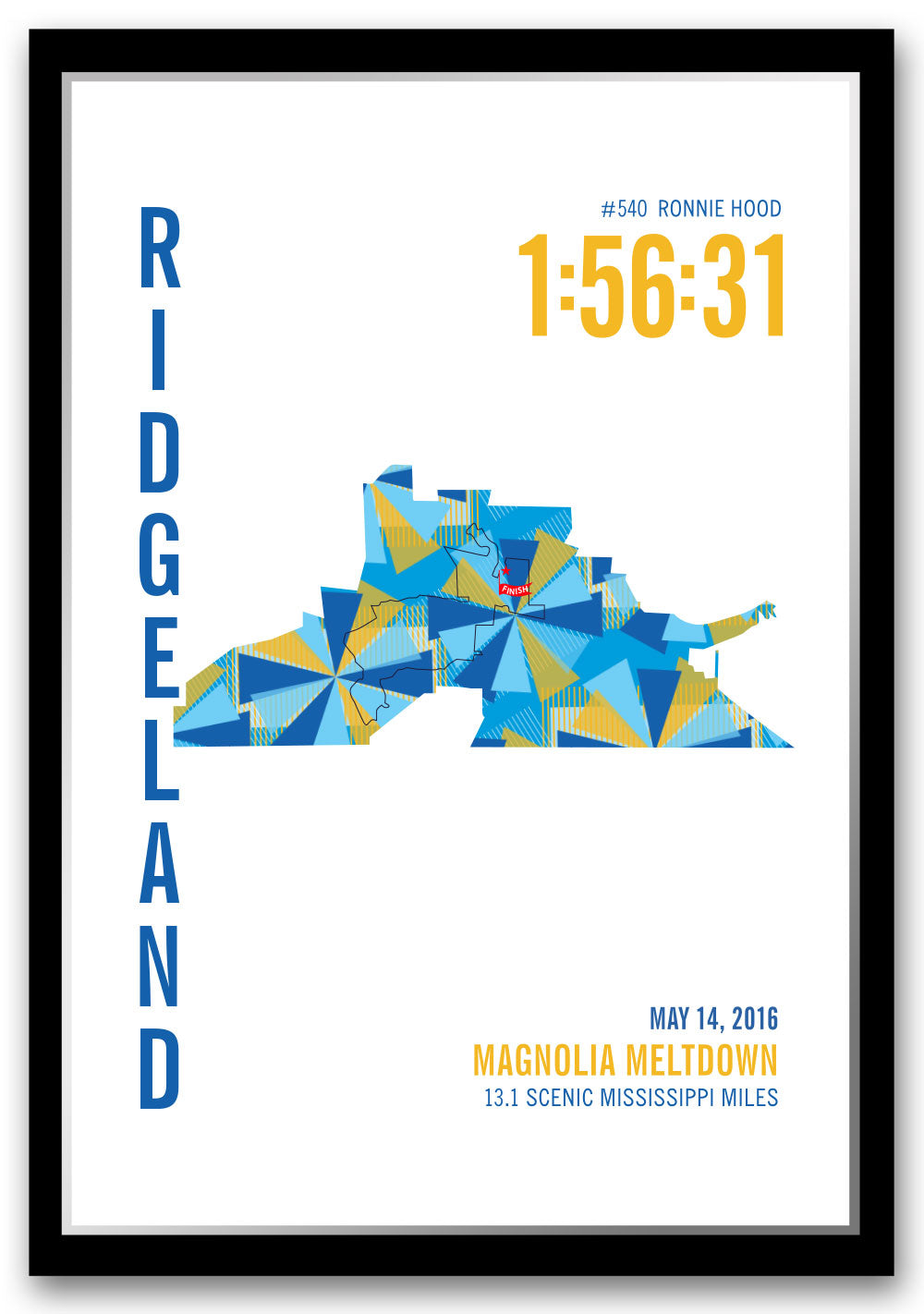 Magnolia Meltdown Marathoner Map - Run Ink