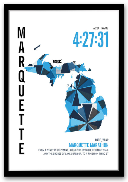 Marquette Marathoner Map - Run Ink