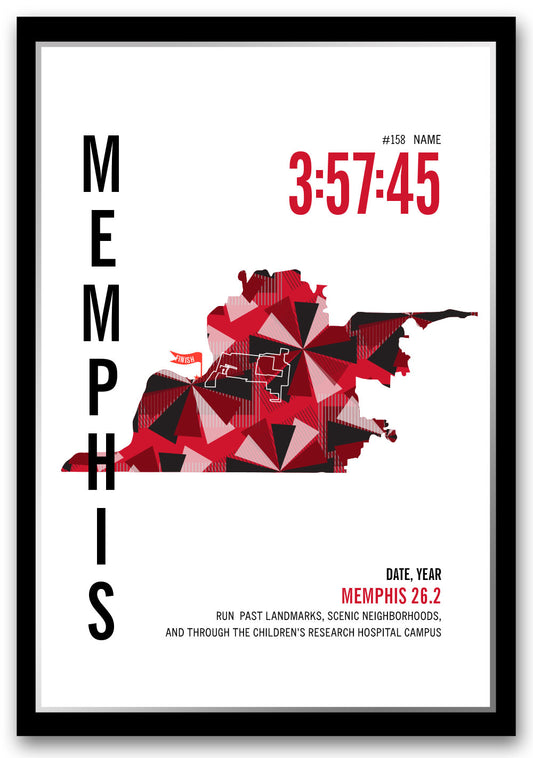 Memphis City Race Map Marathon Poster