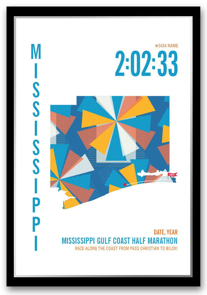 Mississippi Gulf Coast Half Marathoner Map - Run Ink
