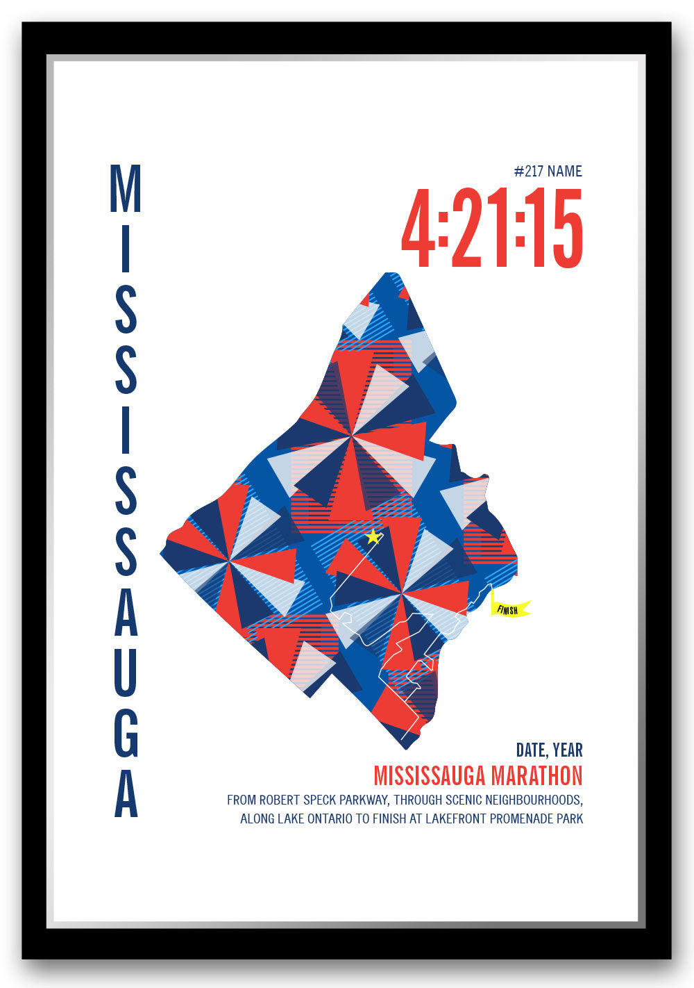 Mississauga City Race Map Marathon Poster