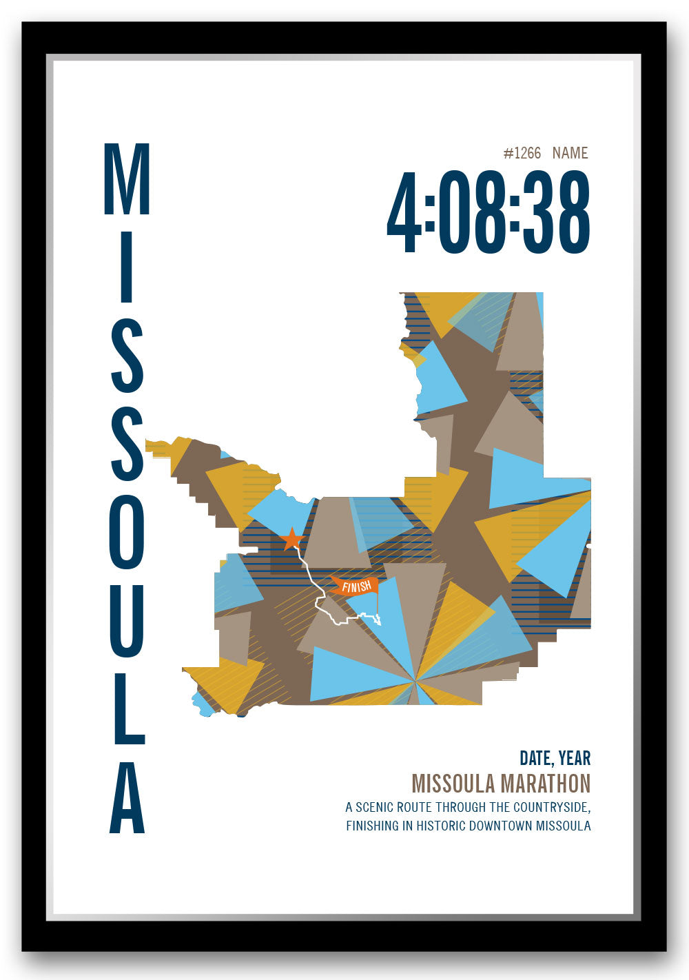 Missoula Marathoner Map - Run Ink