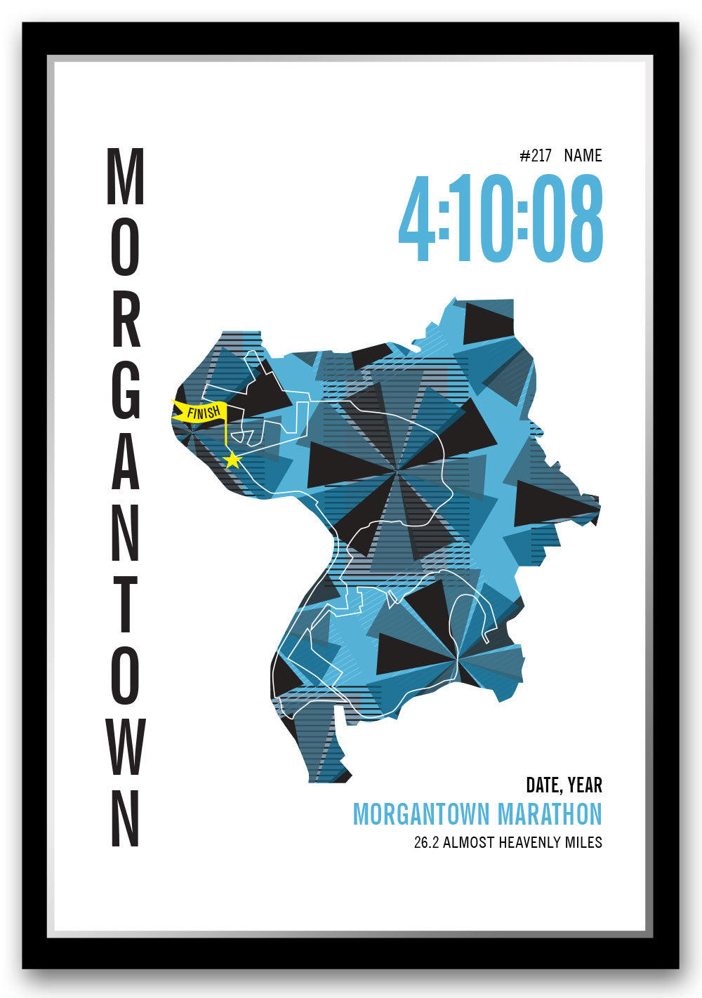 Morgantown Marathoner Map - Run Ink