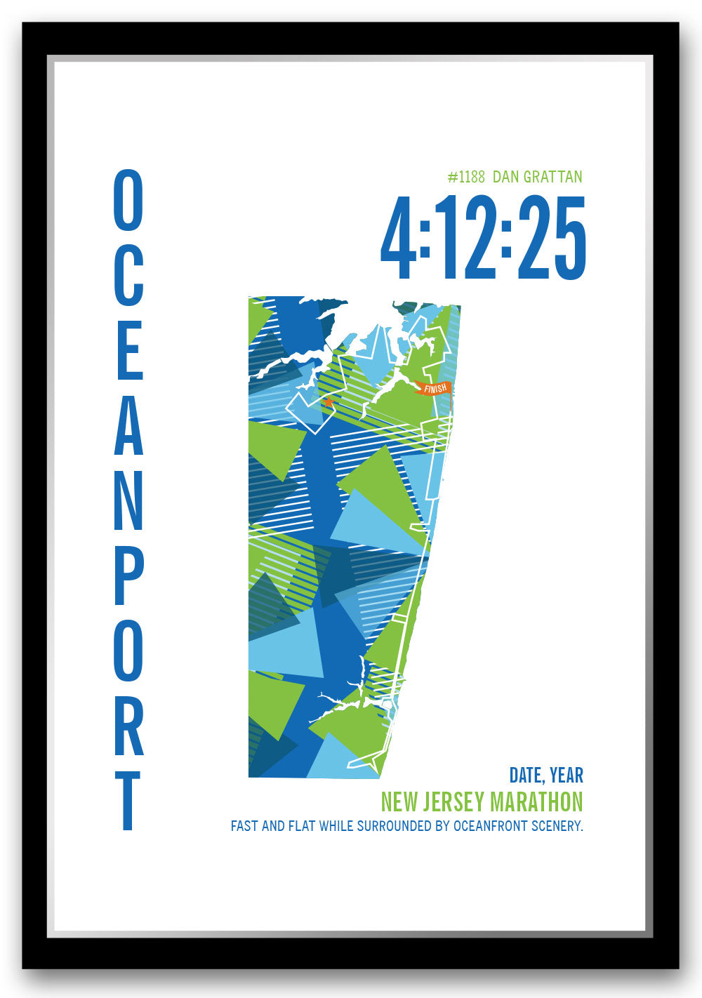 New Jersey City Race Map Marathon Poster