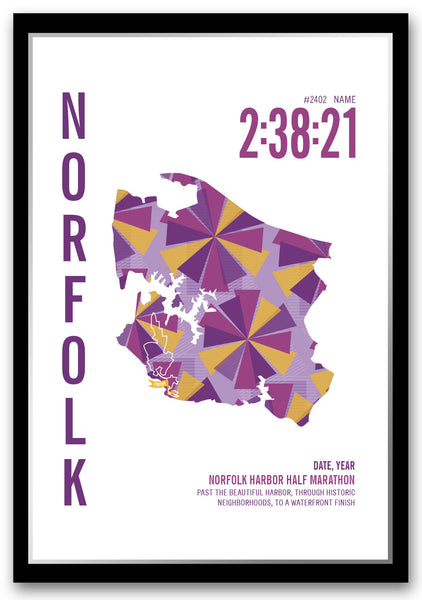 Norfolk Harbor Half Marathoner Map - Run Ink