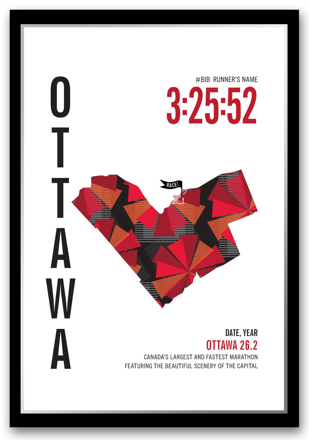 Ottawa26.2  City Race Map Marathon Poster