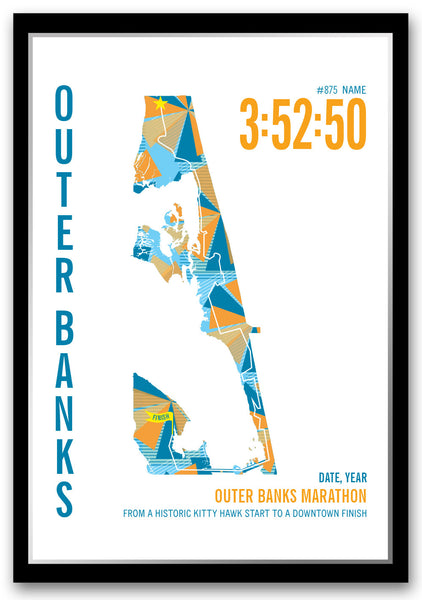 Outer Banks Marathoner Map - Run Ink