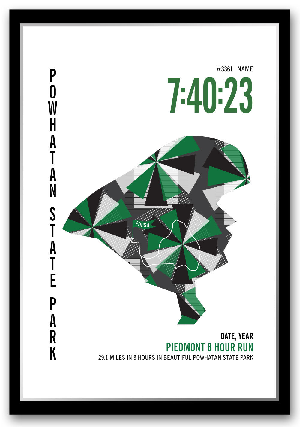 Piedmont 8 Hour Run Marathoner Map - Run Ink