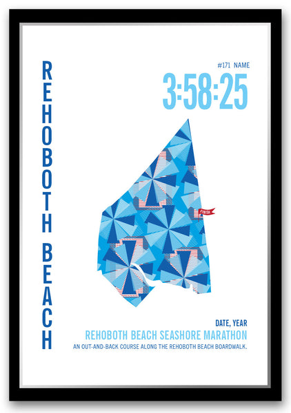 Rehoboth Beach Seashore Marathoner Map - Run Ink