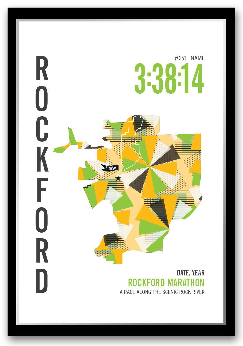 Rockford Marathoner Map - Run Ink