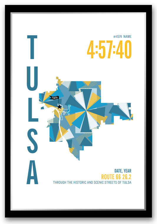 Route 66 26.2 City Race Map Marathon Poster