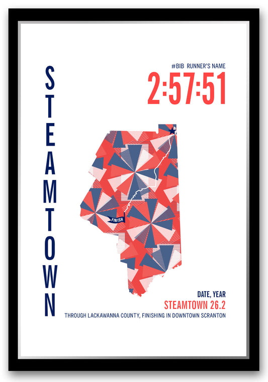 Steamtown City Race Map Marathon Poster