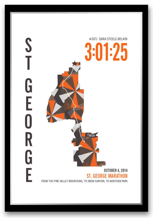 St George Marathoner Map - Run Ink
