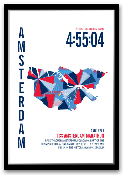 TCS Amsterdam Marathoner Map - Run Ink