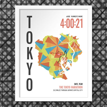 Tokyo 26.2 City Race Map Marathon Poster