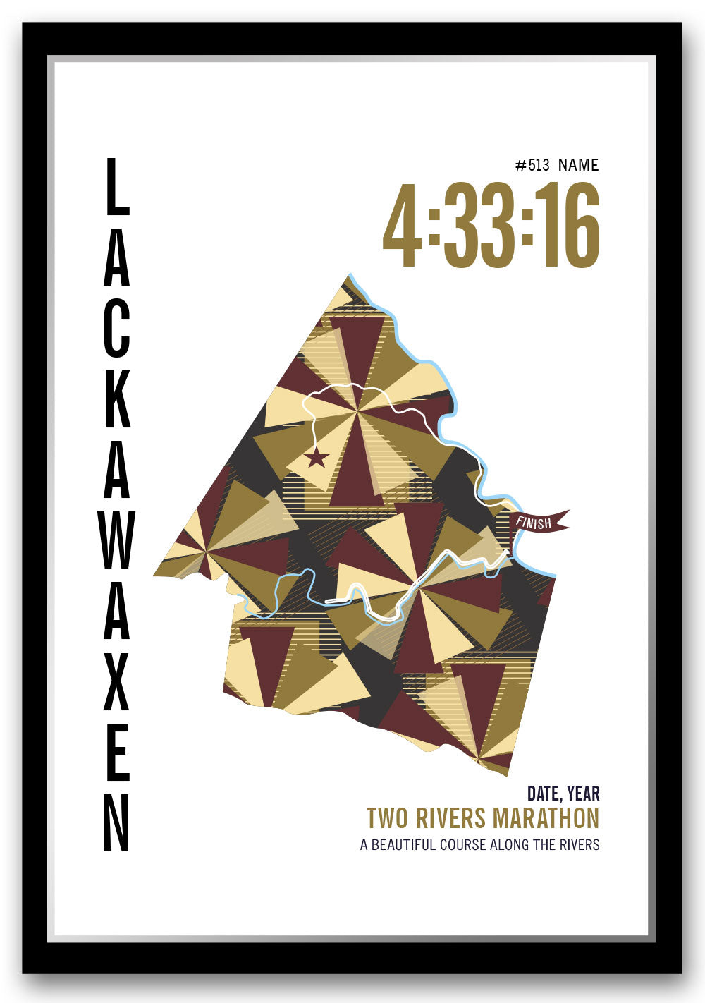 Two Rivers Marathoner Map - Personalized Course Map – Run Ink