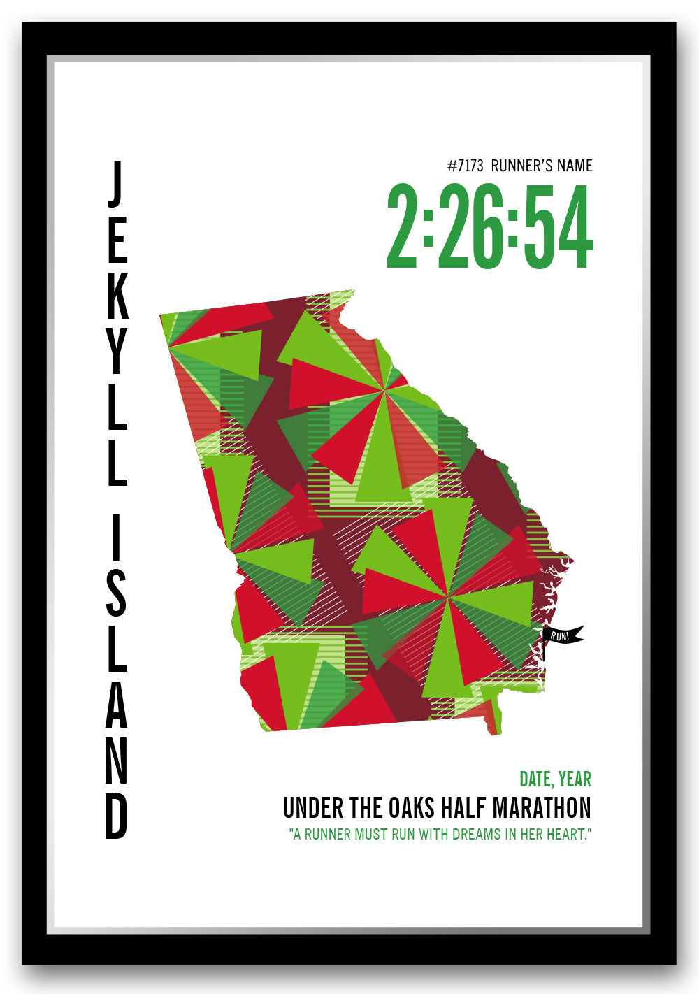 Under the Oaks Marathoner Map - Run Ink